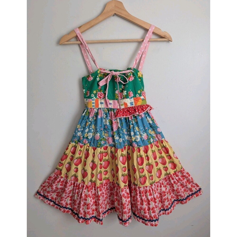 Matilda Jane Meadow Sweet Ellie Sun Dress Strawberries Girls Size 10 Cottagecore